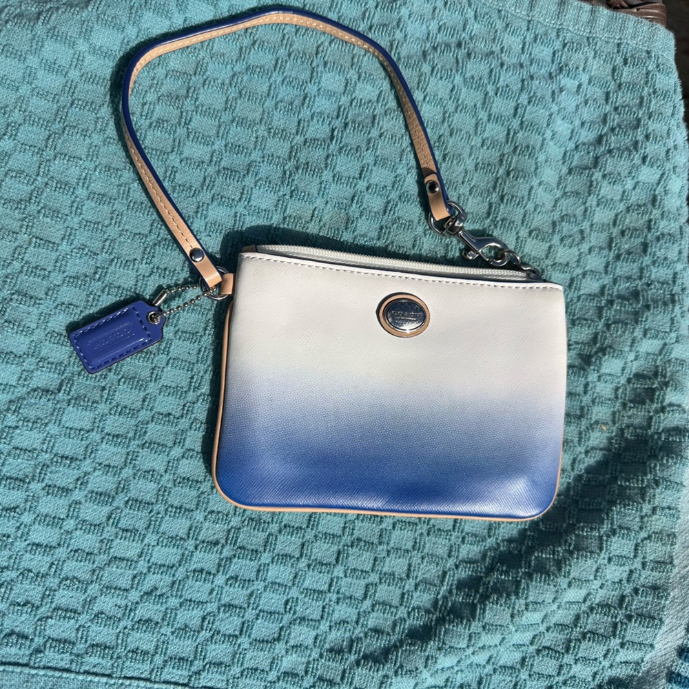 Coach Blue and White Ombre Wristlet